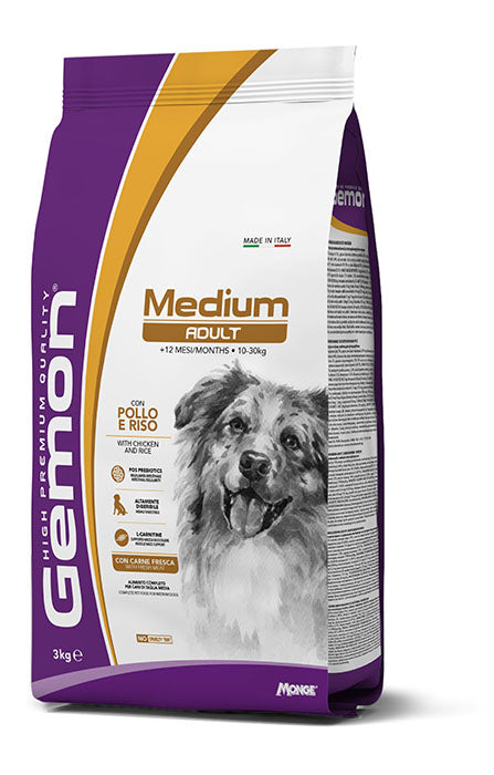Gemon Medium Adult con Pollo e Riso 3kg - Crocchette per Cani Gemon Medium Adult con Pollo e Riso 3kg - Crocchette per Cani